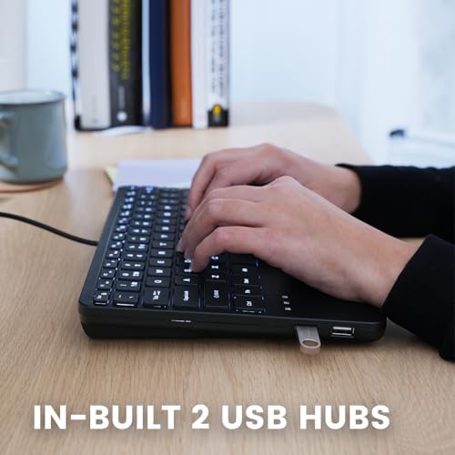 Revolutionize Your Workspace with the Perixx PERIBOARD-525 US Wired Mini USB Keyboard Featuring Touchpad – Compact Design with X Type Scissor Keys, Dual USB Hubs, and Optimal Compatibility for Enhanced Productivity