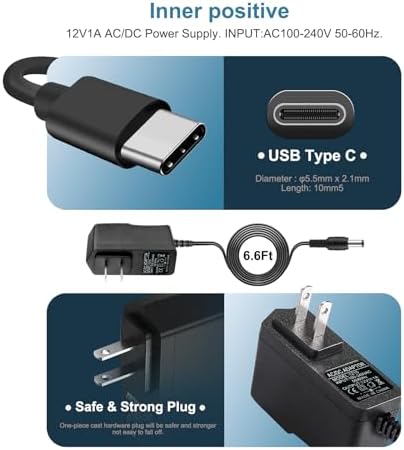 USB-C 12 V AC/DC Power Adapter for AVAPOW Jump Starters – Rapid Charging Solution for A58, A68, A28, A08, A18 Models – Lightweight & Durable Emergency Accessory for Hassle-Free Power Supply and Quick Recharge