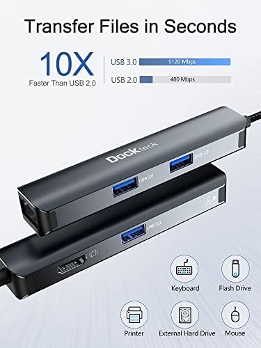 Transform Your Workstation with the Dockteck 6-in-1 USB C Hub Ethernet – Ultimate Multiport Adapter Featuring 4 K@60 Hz HDMI, 100 W Power Delivery, and High-Speed 1 Gbps LAN for Mac Book Pro, Surface Pro, XPS, and More – Effortless Connectivity and Fast Charging for Professionals and Students