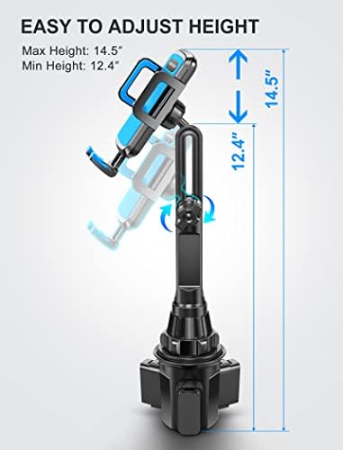 Elevate Your Driving Safety with the TOPGO Height-Adjustable Cup Phone Mount – Non-Shaking Smartphone Holder for i Phone 16 & All 4.0-7.0 Inch Devices in Sleek Black – Optimal Viewing, Easy Installation, Perfect for Any Vehicle