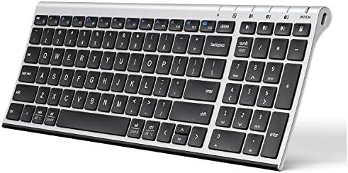 Experience Unmatched Versatility with the i Clever BK10 Bluetooth 5.1 Wireless Keyboard – Ergonomic Comfort Meets Multi-Device Connectivity for Mac, i Pad, i Phone, Android, and Windows – Full-Size Layout with Number Pad for Enhanced Productivity and Seamless Workflow – Rechargeable, Lightweight, and Stylish Design for Effortless Typing Anywhere