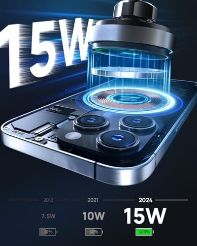 KPON Mag Safe Wireless Car Charger Mount – 15 W Fast Charging Magnetic Holder for i Phone 12-16 & Samsung Devices with Mag Safe Cases – Ultimate Convenience for Navigation & Hands-Free Calls in Your Vehicle – Sleek, Durable Design for Enhanced Driving Experience