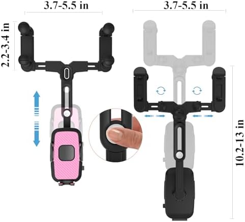 Mag Safe Rear View Mirror Phone Holder – Adjustable Magnetic Car Mount for i Phone 16/15/14/13/12 & All Mag Safe Devices – Secure Grip for Hands-Free Navigation – Compact Retractable Design with Effortless Installation – Elevate Your Driving Experience and Stay Connected Safely