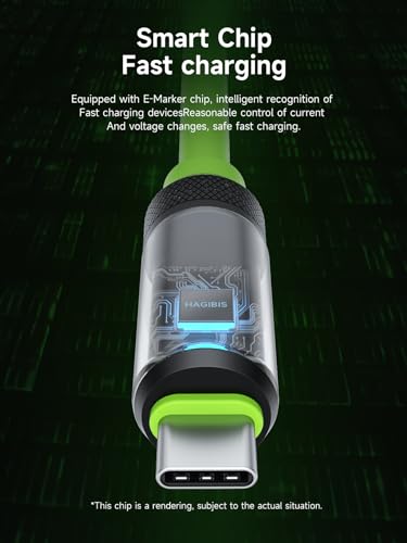 Hagibis USB 4 Cable with LED Display – 240 W Fast Charging & 8 K@60 Hz Video Output for i Phone 16/15 Pro Max, i Pad, Mac Book Pro/Air – Ultimate Thunderbolt 4/3 Data Transfer Solution for Efficient Connectivity and Enhanced Performance