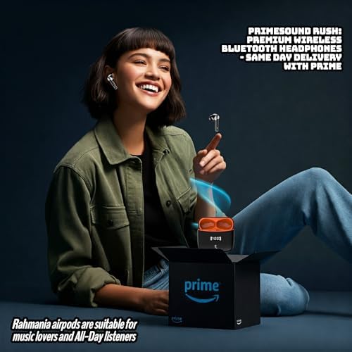 RAHMANIA 5.4 Bluetooth Wireless Earbuds – Next-Gen Noise Cancelling Headphones for i Phone & Gaming – 47-Hour Continuous Playtime, Deep Bass Sound – Ultimate Portable Charging & Crystal-Clear Call Clarity for On-the-Go Music Enthusiasts