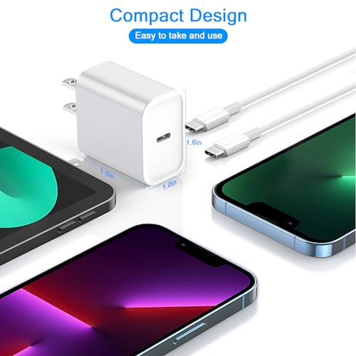 Rapid Charge Trio: 20 W USB-C Charger Block Set with 6 FT Cables for i Phone 16/15 & i Pad Pro – Ultimate Fast Charging Solution for Apple Devices, Enhanced Compatibility & Portability