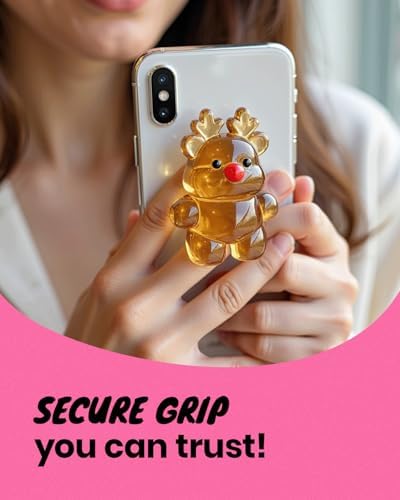 Charming 3 D Rudolf Phone Grip & Stand – Festive Mag Safe Compatible Holder for Secure, Hands-Free Viewing – Durable Multi-Purpose Mobile Accessory for Effortless Device Handling and Enhanced Style