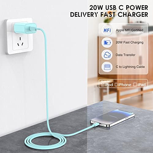 Ultra-Fast 20 W i Phone Charger with 10 ft USB C to Lightning Cable – Stylish Pink Fast Charging Block for i Phone 14 Pro Max, 13, 12, 11, XS, SE, i Pads & Air Pods – Unmatched Compatibility & Durability for On-the-Go Power