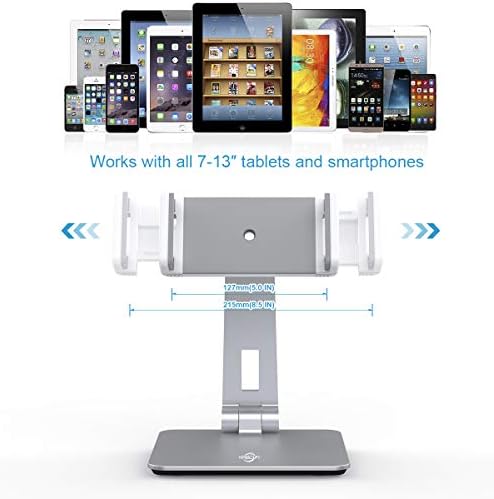 KABCON Adjustable Multi-Angle Aluminum Tablet Stand – Premium Dock for 4”-14” Devices Including i Pad, Samsung Galaxy, and Kindle Fire – Experience Ultimate Comfort with Hands-Free Viewing and Enhanced Productivity