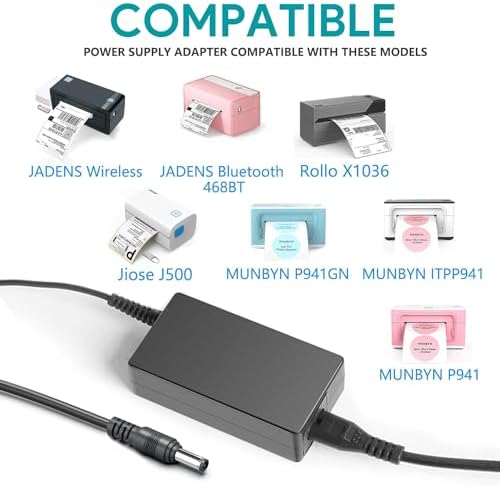 TAIFU 24 V AC Adapter – High-Efficiency Bluetooth Printer Power Supply with CE Certification | 48 W Charger for Rollo X1038 & Munbyn P941 | Versatile 2 A Output with Included USB Cable for Enhanced Connectivity & Universal Device Compatibility
