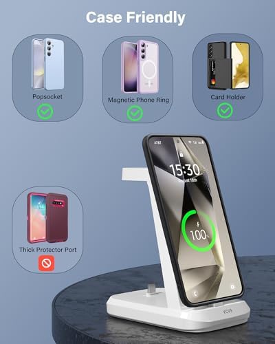 48 W Ultra-Fast 3-in-1 Charging Station for Samsung Devices – Efficiently Charge Galaxy S24/S23/S22/S21, Note20, Z Flip 5, Galaxy Watch Ultra/7/6/5/4/3, Buds2/Pro with High-Speed USB C Dock – Optimal Design for Home and Travel