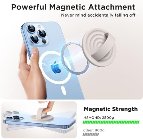 Upgraded Magnetic Phone Grip for i Phone: Premium Silicone Loop Holder with Mag Safe Compatibility – Ergonomic 360-Degree Stand, Non-Slip Design in Sleek Black for Enhanced Comfort and Secure Handling on i Phone 16/15/14/13/12 Pro Max/Plus
