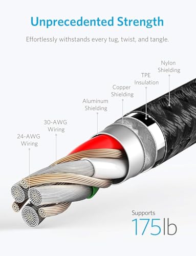 Anker 551 USB-A to Lightning Cable (3 ft) – Ultra-Fast Charging i Phone Charger, MFi Certified for i Phone 13/12/11/X/8 Series, Durable Nylon Build for Home and Car Use, Superior Compatibility and Reliability