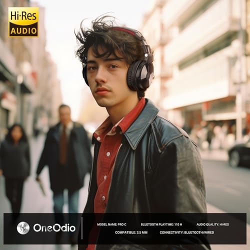 One Odio Studio Pro C Silver Over-Ear Bluetooth Headphones: Immerse Yourself in 110 Hours of Uninterrupted Wireless Audio with High-Performance 50 mm Neodymium Drivers for Rich Deep Bass and Crystal-Clear Sound; Effortlessly Portable Foldable Design Ideal for Travelers, Seamless Compatibility Across PCs, Phones, and Tablets for Ultimate Versatile Listening Experience
