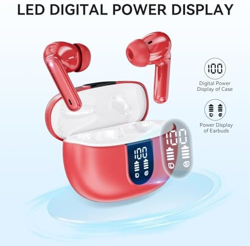 Elevate Your Sound Experience: Stylish Rose Gold Wireless Earbuds with Bluetooth 5.3, 40-Hour Playtime, Deep Bass Stereo, Noise-Canceling Mic, and IP7 Waterproof Durability for i OS & Android Devices – Perfect for Music Lovers and Active Lifestyles