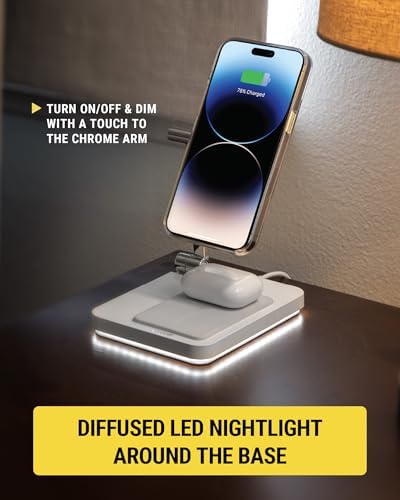 Scosche MSQFG2 N1 WT Magic Mount Travel 2-in-1 Magnetic Wireless Charging Station – Sleek Fast Charger for i Phone 12/13/14/15/16 Pro Max & Air Pods, Compact Foldable Design for Ultimate Portability and Enhanced Mag Safe Compatibility, White