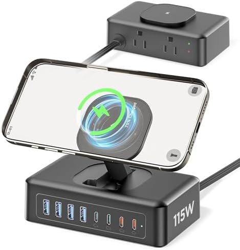 Ultimate 11-in-1 USB C Charging Hub by ACOZVIN – 160 W Multi-Device Power Station with 2 AC Outlets, 4 USB-A & 4 USB-C Ports, 5 FT Flat Plug Cord – Fast & Efficient Charger for Mac Book, i Phone 16/15/14 – Perfect for Home and Office Use