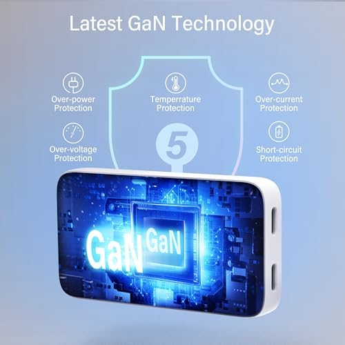 Compact 45 W Dual USB-C Wall Charger with Ga N Technology – Super Fast Charging Adapter for Laptops, Smartphones, and Tablets – Ideal Travel Companion with Folding Plug Design – Enhanced Power Delivery 3.0 for Samsung Galaxy and More – Lightweight and Efficient Charging Solution