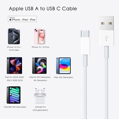 Car Carplay Cable for iPhone 16 15 Pro/Pro Max/Plus,3/3/6/6FT USB A to USB C Fast Charging Cord for iPhone 16 15 Charger,USBC Car Charger for Apple 16 15/iPad Pro-Dark Blue – Enhanced Compatibility and Speed