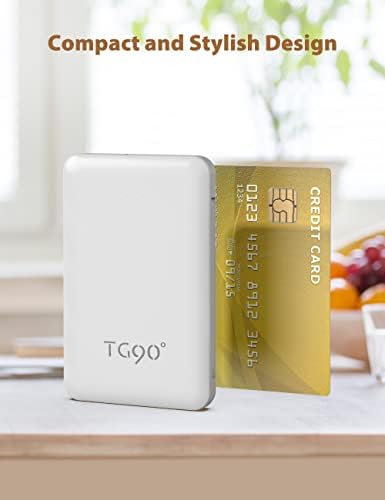 TG90° 6000 m Ah Mini Power Bank with Built-in Cables – Ultimate Portable Charger for Travel and Everyday Use, Fast Charging Compatibility for USB-C and Lightning Devices, Compact Design for On-the-Go Connectivity, LED Battery Indicator