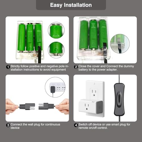 Ultimate AAA Dummy Battery Kit with AC Continuous Power Supply for La Crosse Clocks & 4.5 V Devices – Effortless Plug-and-Play Power Solution for Motion Sensors & Alarm Clocks – Eco-Friendly, Long-Lasting Power Source for Uninterrupted Device Operation