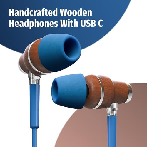 Elevate Your Audio Experience with Symphonized Premium Wooden Wired Earphones – USB C, Deep Bass & 3 D Sound, Enhanced Noise Cancellation (90%) for i Phone 15-16 & Android Devices – Perfect for Music Lovers and Professionals Seeking Superior Sound Quality