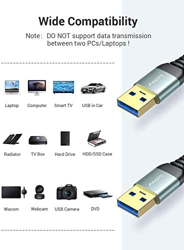 High-Speed AINOPE 2-Pack USB 3.0 A to A Male Cable – 6.6 FT Durable Male-to-Male Connection for KVM Switch, External Hard Drives, Laptops & TVs – Reliable Data Transfer Up to 5 Gbps for Enhanced Productivity and Versatile Use
