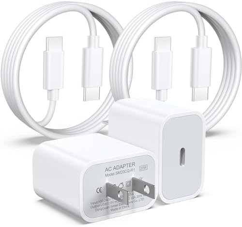 High-Speed USB-C Power Adapter for Apple Devices – Compatible with i Phone 16 Pro Max, 15 Series, i Pad Air & Pro | 20 W Fast Charging Duo Pack with 3 FT Cables for Enhanced Convenience and Reliability