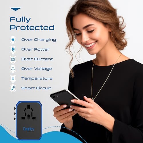 Ultimate Compact Travel Power Adapter for UK & Ireland – Dual USB & USB-C Fast Charger with 3.1 A Output – Type G Plug Converter for Seamless Global Connectivity in Hong Kong, England, Dubai, and Saudi Arabia – Safe, Efficient Design for Smart Travelers
