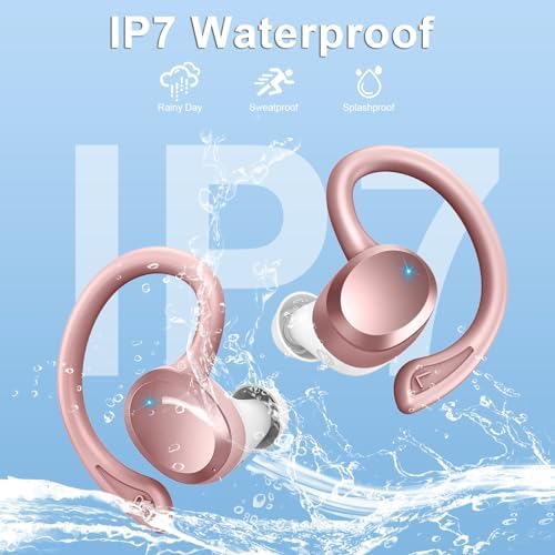 Premium Bluetooth 5.3 Wireless Earbuds – IP7 Waterproof Sport Headphones with 48-Hour Battery Life, Noise-Cancelling Mic, and 3 D Hi-Fi Stereo for Ultimate Workout Performance – Perfect for Running and Gym Enthusiasts