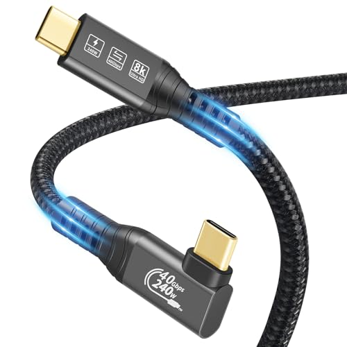 Revolutionary Thunderbolt 4 USB4 Cable: Unleash 240 W Fast Charging, 40 Gbps Blazing Data Transfer, 8 K HDR Video Output & Innovative 90-Degree Connector for Mac Book M2/M3, SSDs & Hubs – The Ultimate Connectivity Solution for Tech Professionals and Enthusiasts