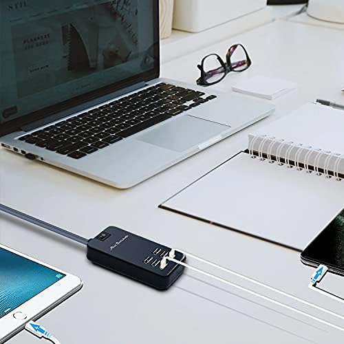 Ultimate 6-Port USB Charging Hub: High-Speed AC Power Adapter with Surge Protection for Seamless Device Charging at Home, Office, or Travel – Compact and Safe Charging Station for Smartphones, Tablets, and More