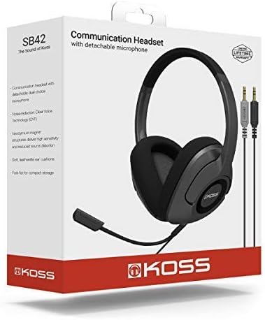 Koss SB42 Over-Ear Communication Headphones with Detachable Boom Mic – Unmatched Studio-Grade Audio for Crystal-Clear Conversations and Immersive Gaming Experience, Perfect for Professionals and Gamers Alike
