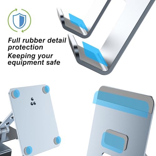 Premium Adjustable Aluminum Tablet Stand for Desk – Versatile Portable Holder for 4-16″ i Pad Pro, Kindle, and Nintendo Switch – Lightweight, Foldable Design for Travel and Home Use – Enhanced Stability with Non-Slip Pads for Secure Device Support – Ideal for Work, Streaming, and Cozy Reading in Any Setting