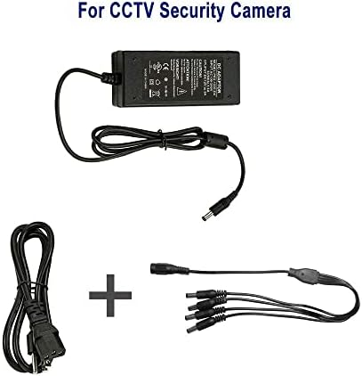 12 V 5 A UL Listed Power Supply with 4-Way Splitter Pigtail Cable – Ultimate Adapter for CCTV Surveillance and LED Lighting Solutions – Reliable Performance & Enhanced Device Compatibility for Security Systems