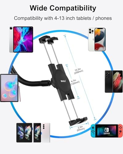 Ultimate Gooseneck Tablet Holder for Car – Secure Suction Cup Mount for i Pad Pro, Air, Mini & Galaxy Tabs – Versatile 4.7-13″ Device Compatibility for Hands-Free Navigation & Entertainment – Durable, Flexible Design for Enhanced Driving Safety & Convenience