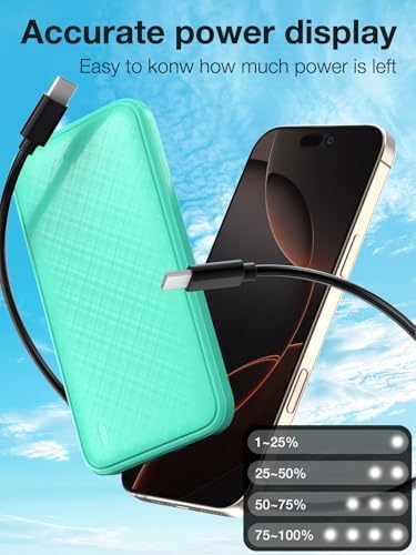 High-Speed 20 W Portable Charger – 10,000 m Ah Fast Charging Power Bank with USB-C PD & QC 3.0 for Ultimate Device Compatibility – Slim, Lightweight Battery Pack for i Phone & More – Perfect for On-the-Go Power Needs