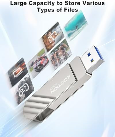 KOOTION 128 GB USB-C Flash Drive – Lightning Fast 450 MB/s Data Transfer, Dual OTG Design for i Phone 15/16 & USB Devices, Durable Metal Swivel Construction for Ultimate Portability and Style