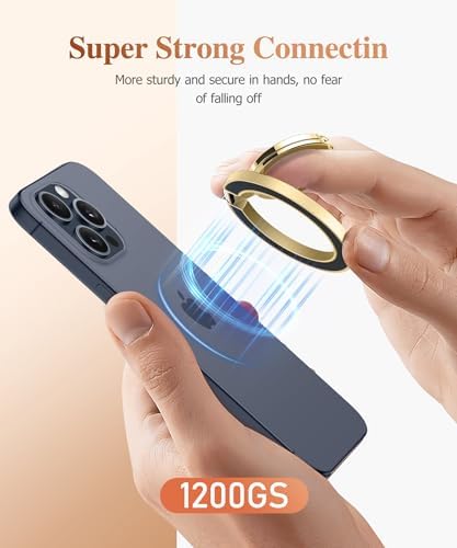 GVIEWIN Magnetic Phone Ring Holder, Compatible with MagSafe Phone Grip with Adjustable Stand, Magnet Phone Ring Kickstand for iPhone 16 Pro Max/Plus/15/14/13/12 Series/Other Phones (Purple) – Enhanced Compatibility and Speed