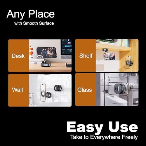 Universal Magnetic Car Phone Holder with Vacuum Suction Cup – Effortless Hands-Free Access for i Phone & Android, Mag Safe-Compatible, No Charging Required, Compact & Foldable Design for Ultimate Convenience and Stability