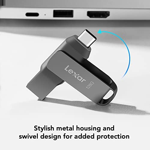 Lexar 256 GB Dual Drive D400 – High-Speed USB 3.2 Type-C & Type-A Flash Drive for Seamless Photo Backup and Storage Expansion, Perfect for i Phone 15 Users, Swivel Design with Durable Metal Housing, Up to 130 MB/s Transfer Rates for Effortless File Management and Enhanced Device Compatibility