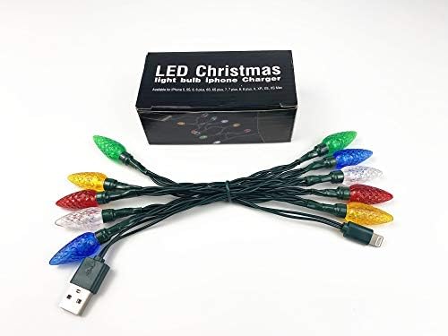 YAGE Tale LED Christmas Light Phone Charger Cord – 50 Inch USB Cable with 10 Multicolor LED Bulbs for i Phone Compatibility – Fast Charging and Festive Decor for Holiday Joy – Perfect Holiday Accessory for Students and Travelers