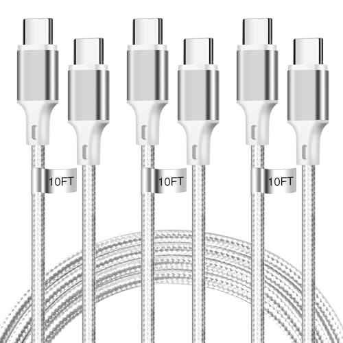 High-Speed 10 FT USB C to USB C Charger Cable – Durable Nylon Braided 3-Pack for Rapid 60 W Charging – Compatible with i Phone 15/16, i Pad Pro, Mac Book, Samsung & Google Devices – Sleek Black Design for Ultimate Flexibility and Reliability