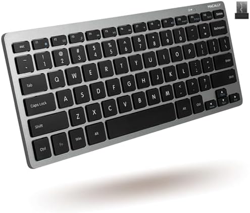 Elevate Your Typing Experience with the Macally Compact Wireless Keyboard – Ergonomic Mini USB Solution for Laptops, PCs, Tablets & Smart TVs – Unmatched Comfort & Enhanced Compatibility for Productive Workdays