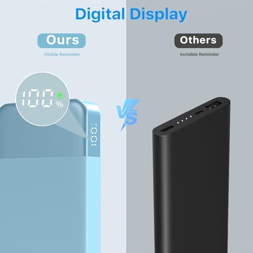 NOBIS 10000 m Ah Fast Charging Power Bank with Digital Display – Versatile USB-C Battery Pack for i Phone, i Pad, Android & More (25 W) – Compact, Reliable Charging Solution for On-the-Go Power Needs
