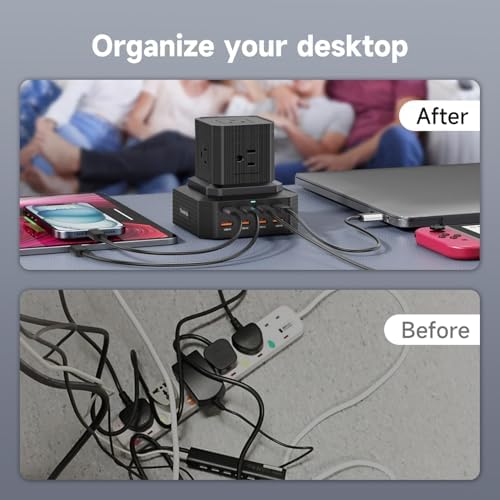 Revolutionize Your Charging Experience with the 100 W USB-C Charging Station – 13-in-1 Surge Protector Power Strip Featuring 4 Rapid PD USB-C & 4 Versatile USB-A Ports for Seamless Compatibility with Mac Book Pro/Air, i Phone 15/14, i Pad, and More – Ultimate Multi-Device Charging Solution for Home and Office Efficiency