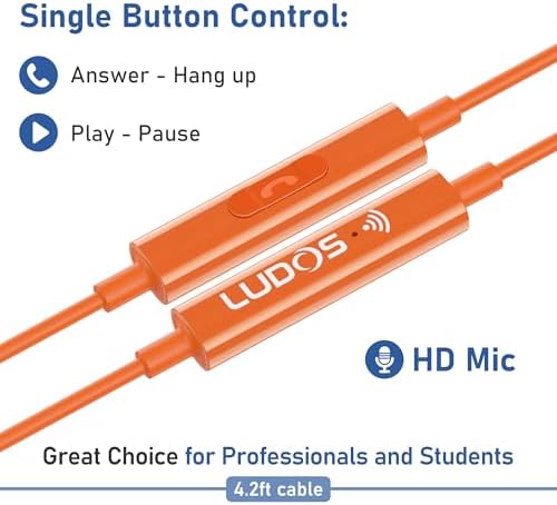 LUDOS FEROX USB-C Earbuds – Premium Wired Headphones for i Phone 16 & Samsung Galaxy Series, Featuring Exceptional Audio Clarity & Deep Bass, Ergonomically Designed for All-Day Comfort, Tangle-Free Cable for Streamlined Use, Supported by an Impressive 5-Year Warranty, Eye-Catching Vibrant Green Finish – Elevate Your Sound Experience for Music Lovers and Gamers Alike