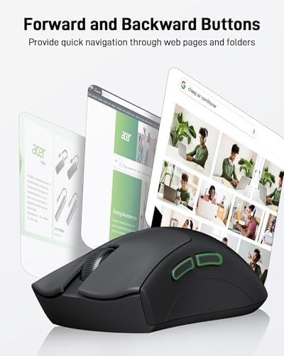 Acer Wireless Mouse – 1200 DPI Ergonomic Computer Mouse with 2.4 GHz USB A Receiver for Seamless Compatibility Across Windows, mac OS, and Android – Lightweight Design & 5 Customizable Buttons for Enhanced Productivity