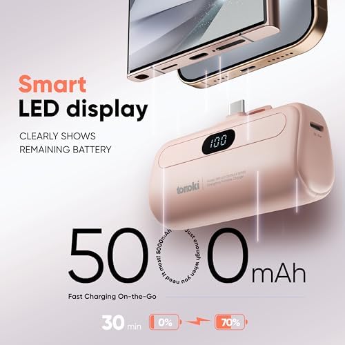 Compact 5000 m Ah Portable Charger for i Phone 15/16 and USB-C Devices – Fast Charging Mini Power Bank in Sleek White – Lightweight On-the-Go Power Bank for Busy Lifestyles – Perfect for Travelers and Professionals