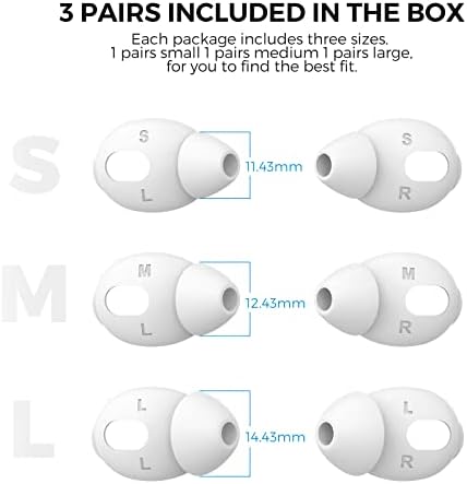 Aha Style Premium Silicone Ear Tips for Air Pods 3 (2021) – 3 Pairs in Large, Medium, and Small Sizes for Maximum Comfort and Noise Isolation – Ideal Apple Air Pods Accessories for Audiophiles Seeking Superior Sound Quality and Enhanced Listening Experience
